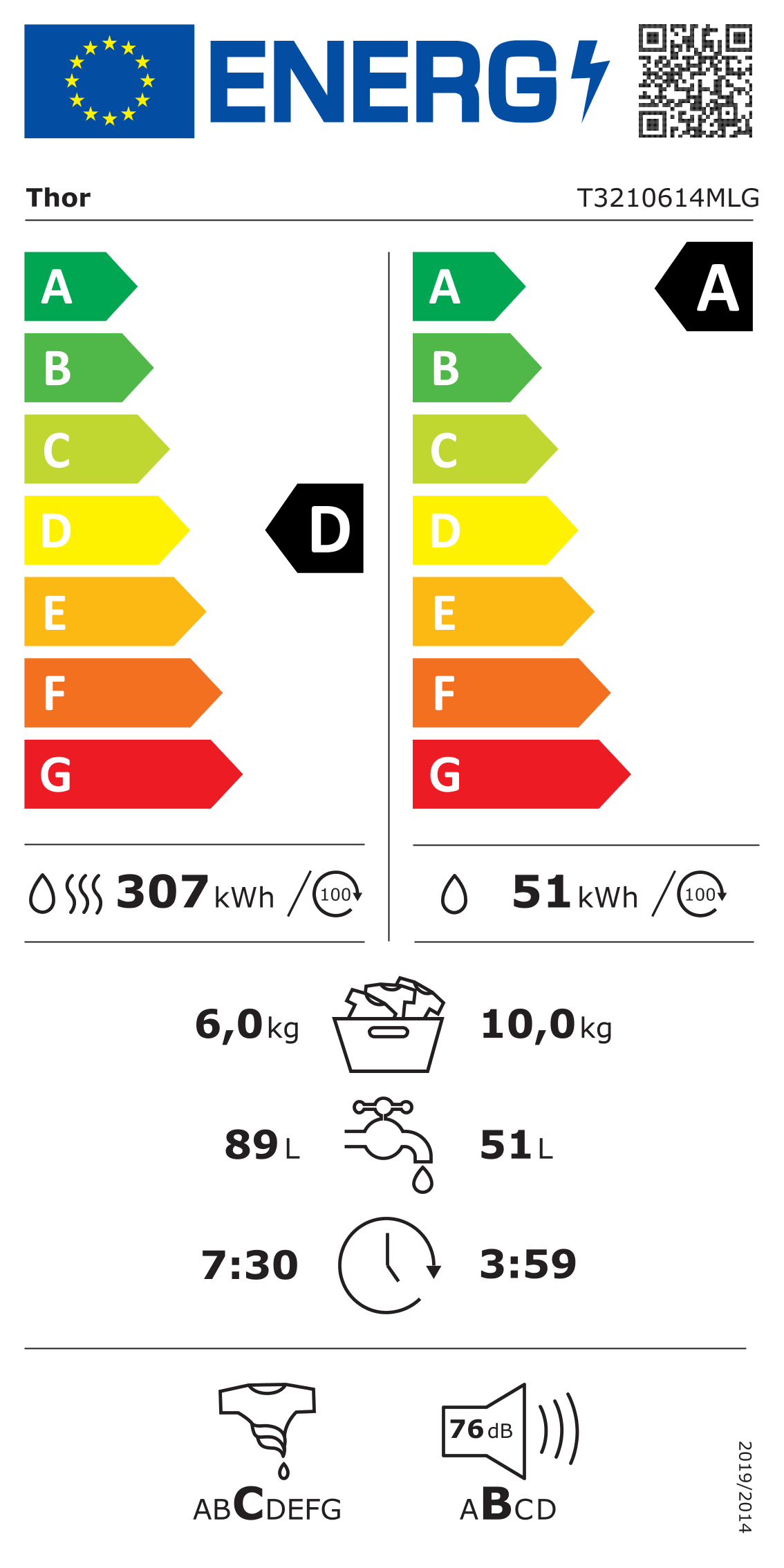 T3210614MLG 10KG A Rated Washer Dryer