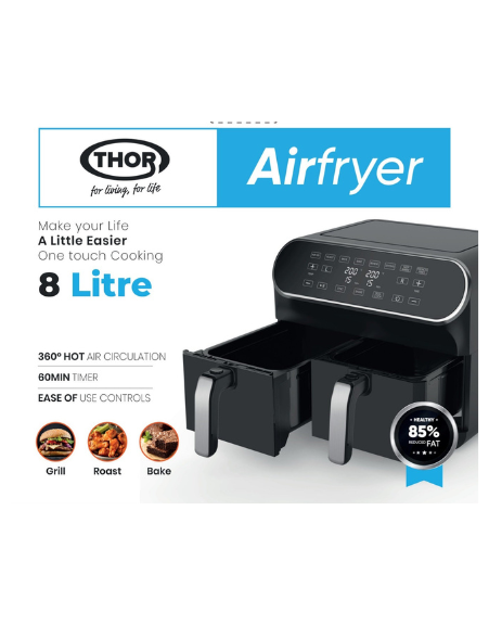 T8382SSD THOR 8L TWO DRAWER AIR FRYER