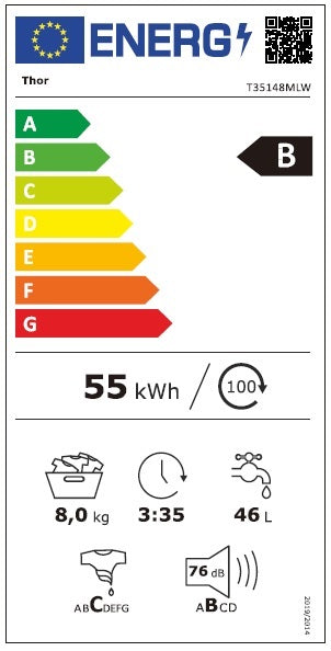 T35148MLW 8kg 1400 RPM Space Pro Thor Washing Machine - Image 14
